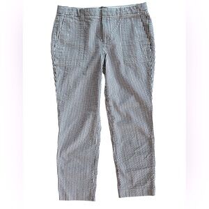 J. Crew‎ Women's 100% Cotton Navy Charcoal Seersucker Striped Pants- Size 8